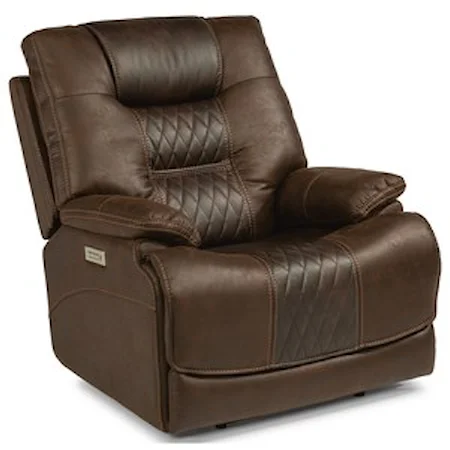 Casual Contemporary Power Lay-Flat Recliner with Power Headrest and Lumbar